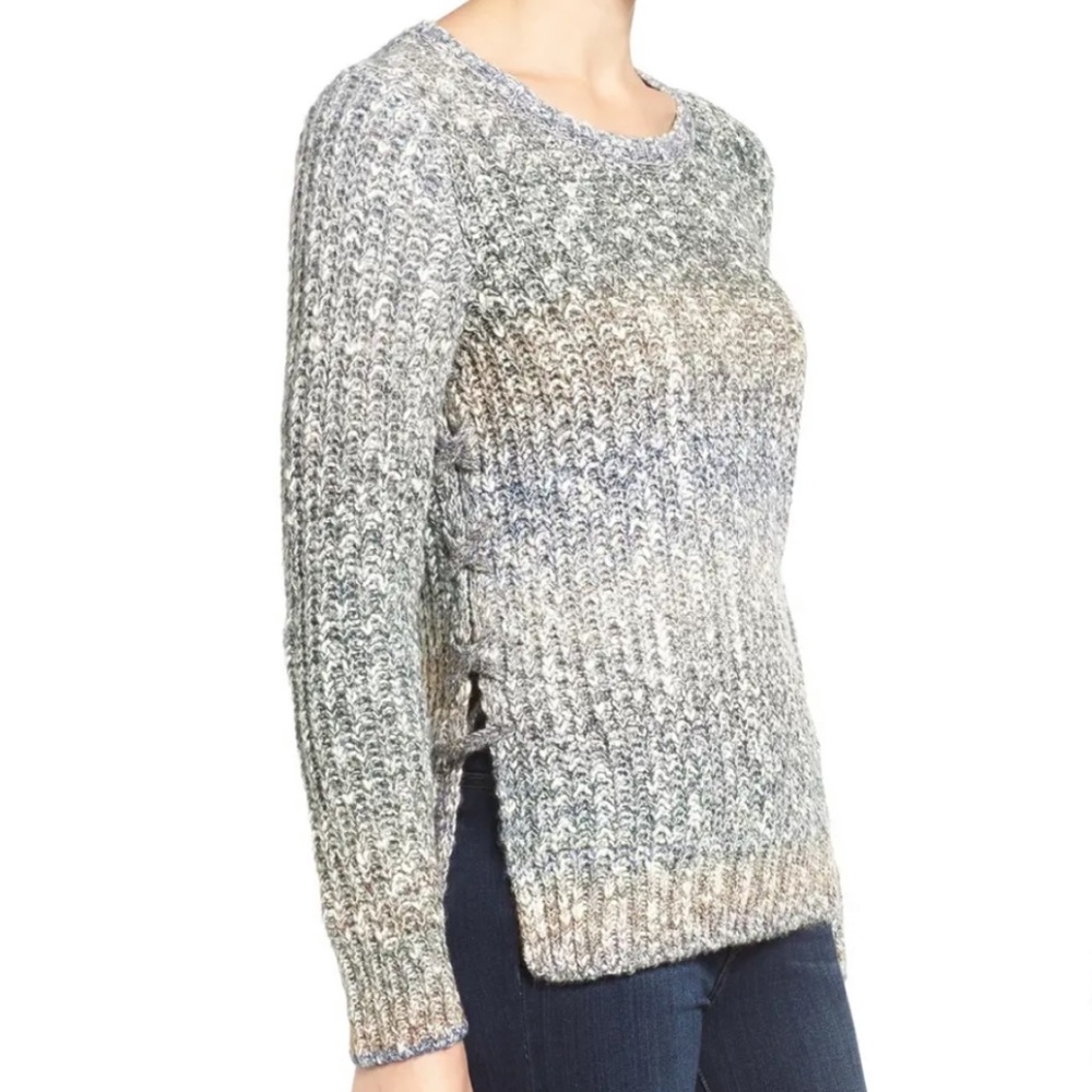 Lucky Brand Lace-Up Ombré Knit Sweater